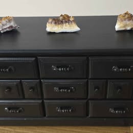 Striking Matte Black Jewelry Chest with Citrine Crystal Cluster Accents