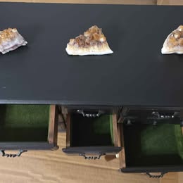 Striking Matte Black Jewelry Chest with Citrine Crystal Cluster Accents